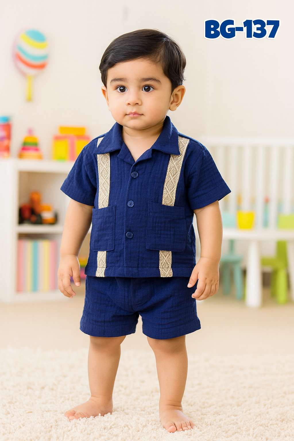 Boys Summer Shirt & Half Pant Set-BS-134