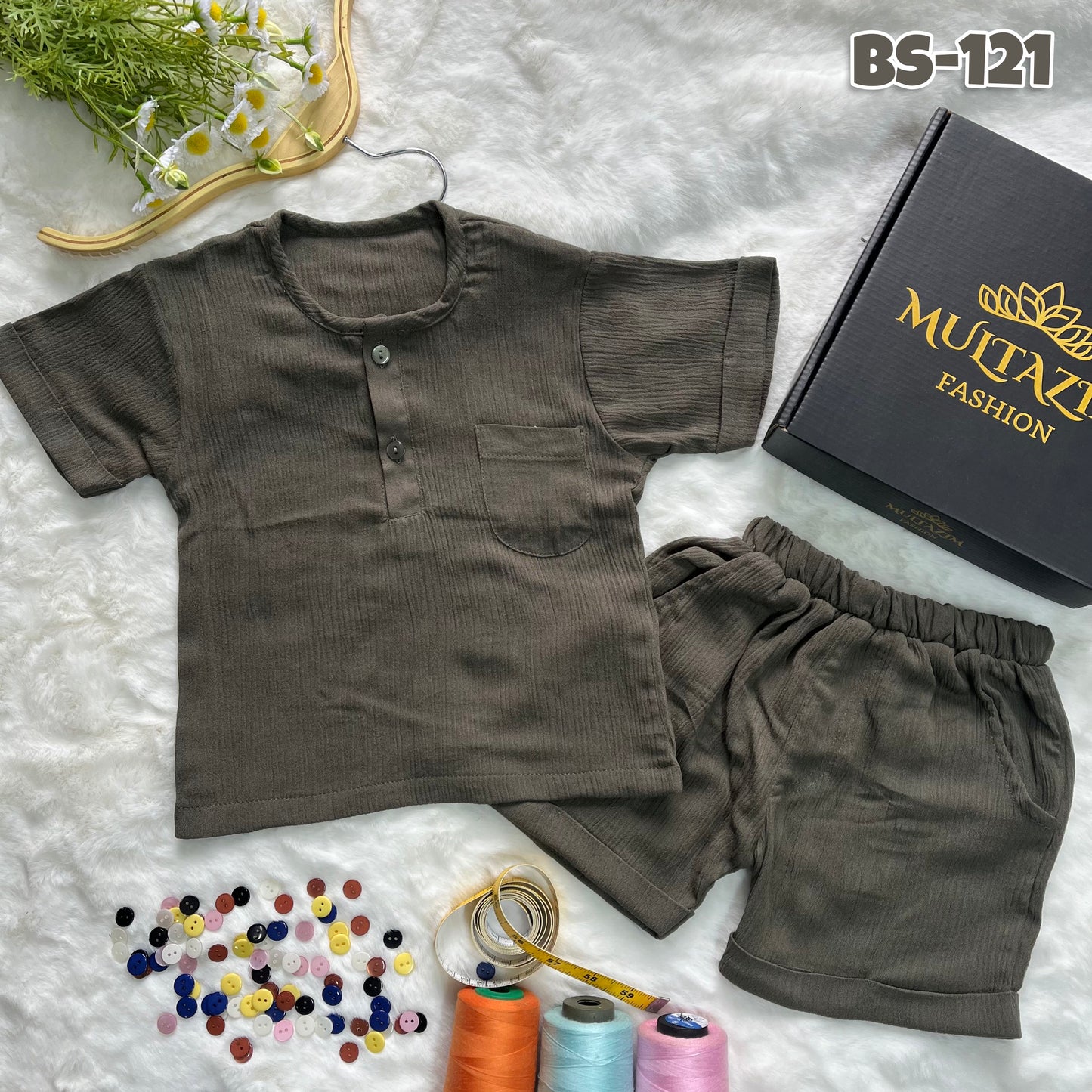 Boys Summer Katua Shirt & Half Pant Set-BS-131
