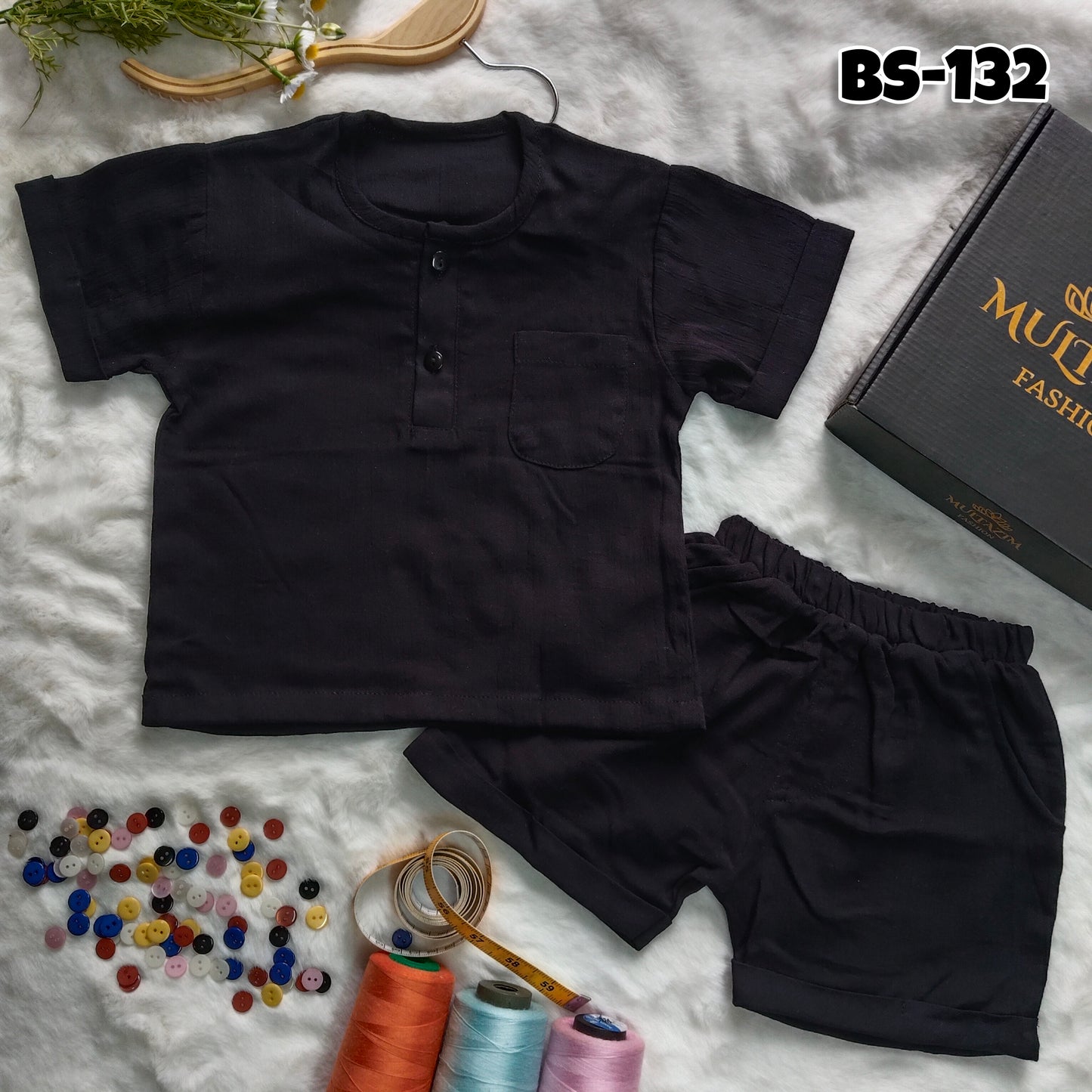 Boys Summer Katua Shirt & Half Pant Set-BS-131