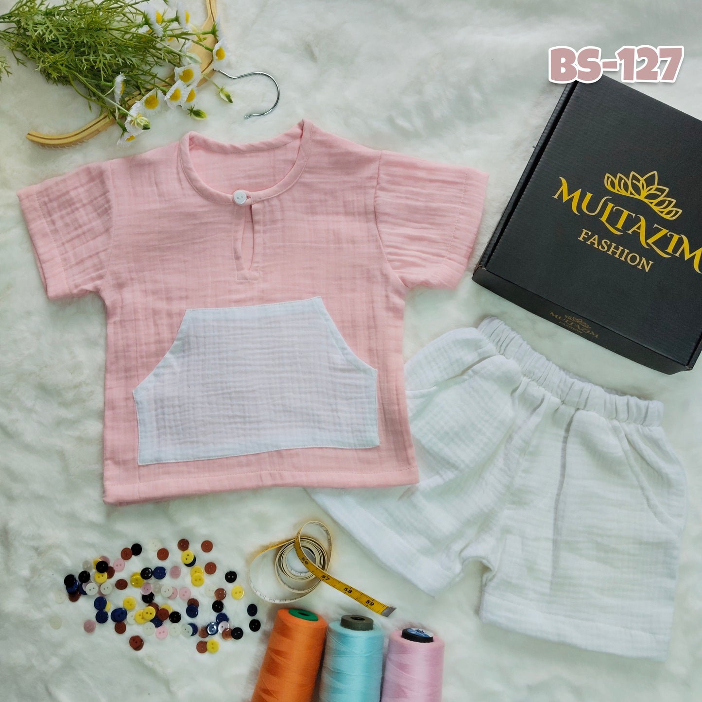 Boys Summer Katua Shirt & Half Pant Set-BS-130