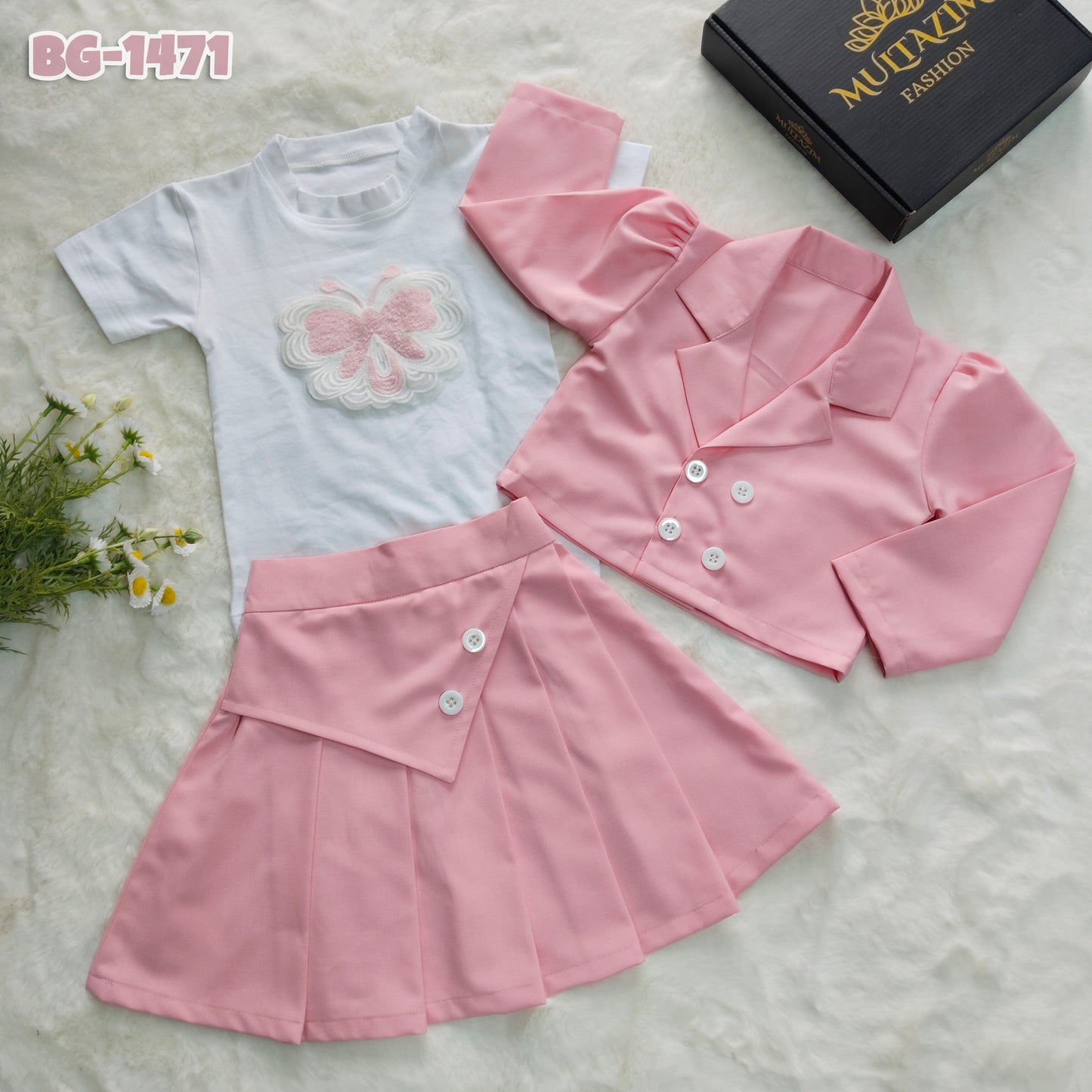 Baby girls Full-Sleeves Tops T-Shirt and Skirt Set-BG-1471