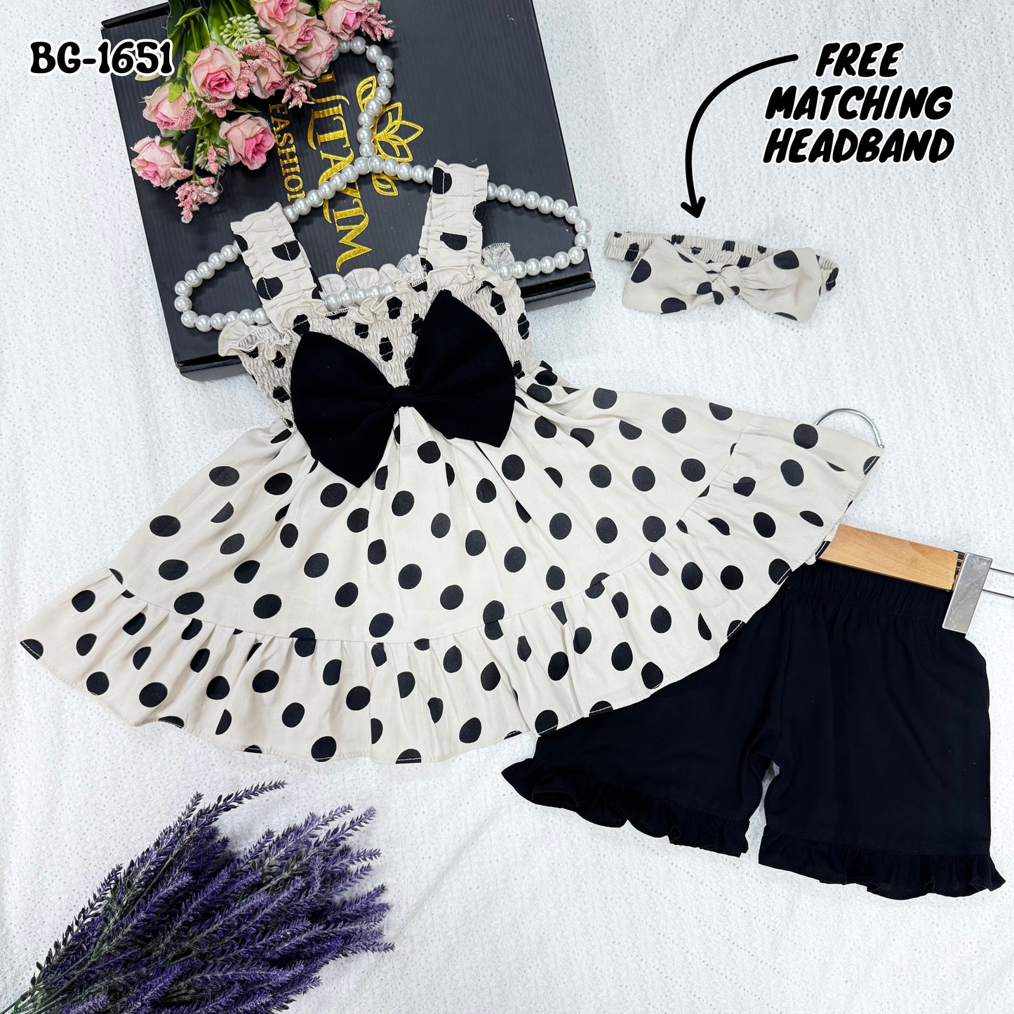 Polka Princess Frock Set Code-1651