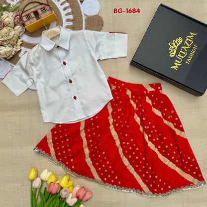 Red Bandhani Skirt Set Code-BG-1684