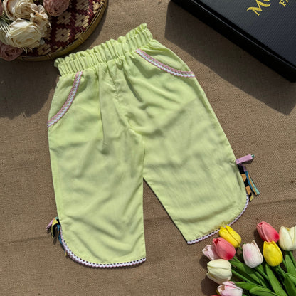Lime Fizz Ruffle  Summer Tops & Pant Set BG-1672