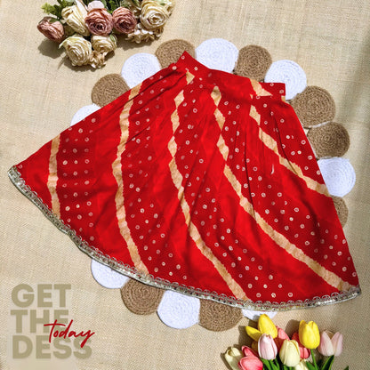 Red Bandhani Skirt Set Code-BG-1684