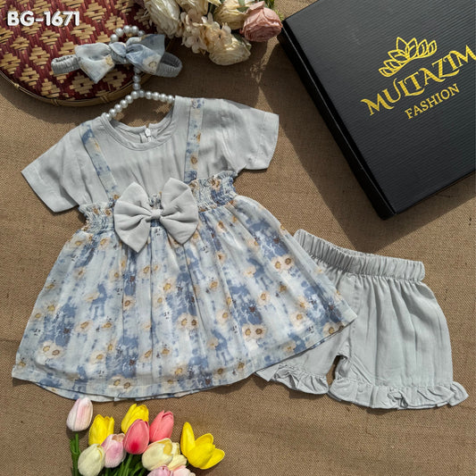 Dusty Bloom Summer Frock Set Code-1671