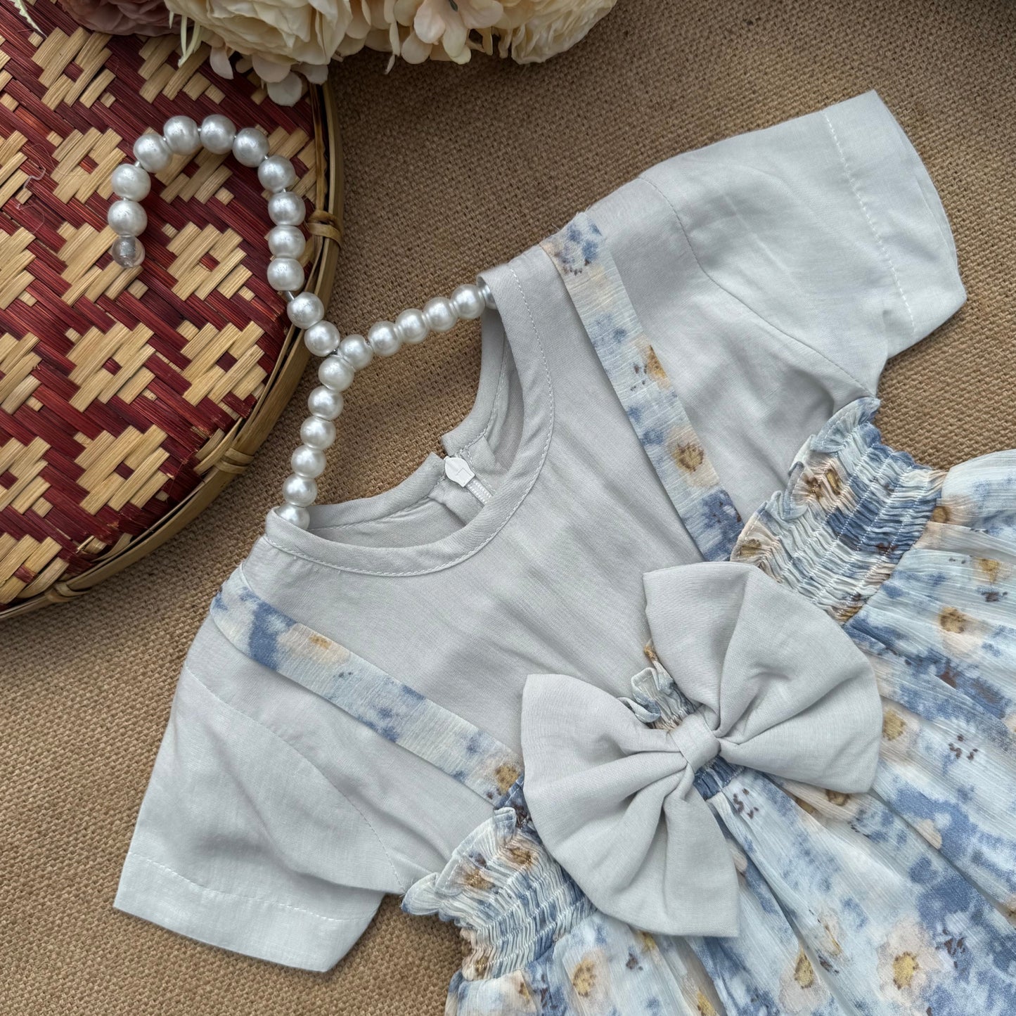 Dusty Bloom Summer Frock Set Code-1671