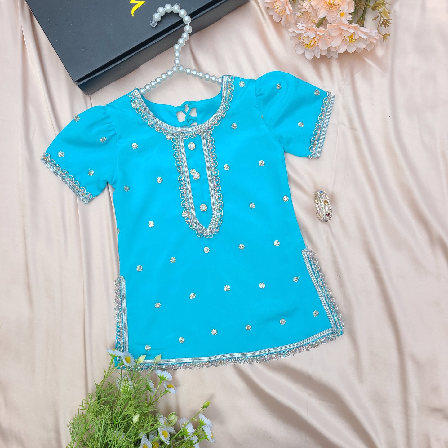 Sultana Sapphire Ensemble with Matching Potli Bag Code-BG-1636