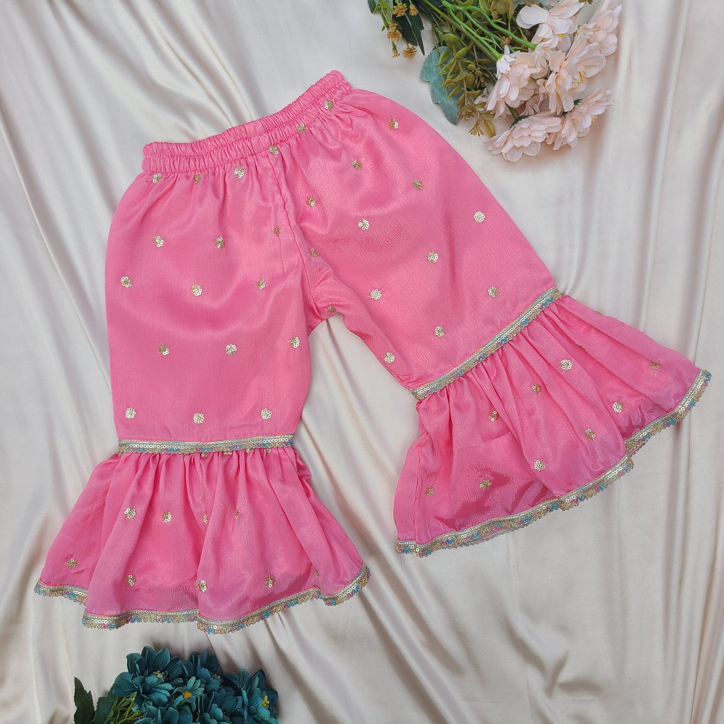 Heritage Pink Zari Sharara with Matching Potli Bag Code-BG-1638