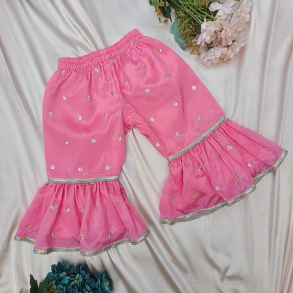 Heritage Pink Zari Sharara with Matching Potli Bag Code-BG-1638
