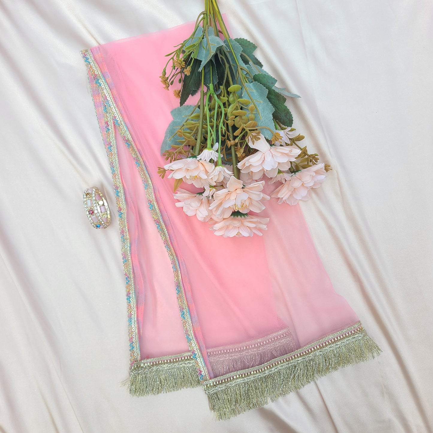 Heritage Pink Zari Sharara with Matching Potli Bag Code-BG-1638