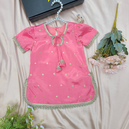 Heritage Pink Zari Sharara with Matching Potli Bag Code-BG-1638