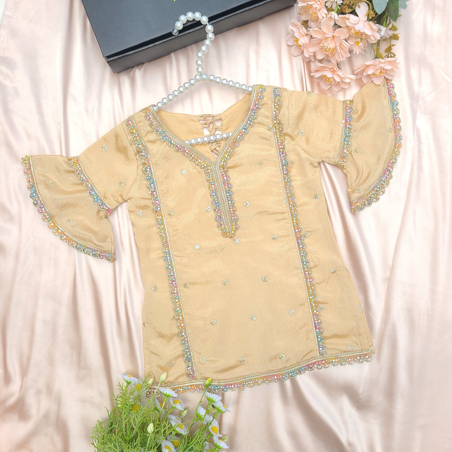 Royal Arabic Amber Golden Sands Sharara Suit with Matching Potli Bag Code-BG-1634