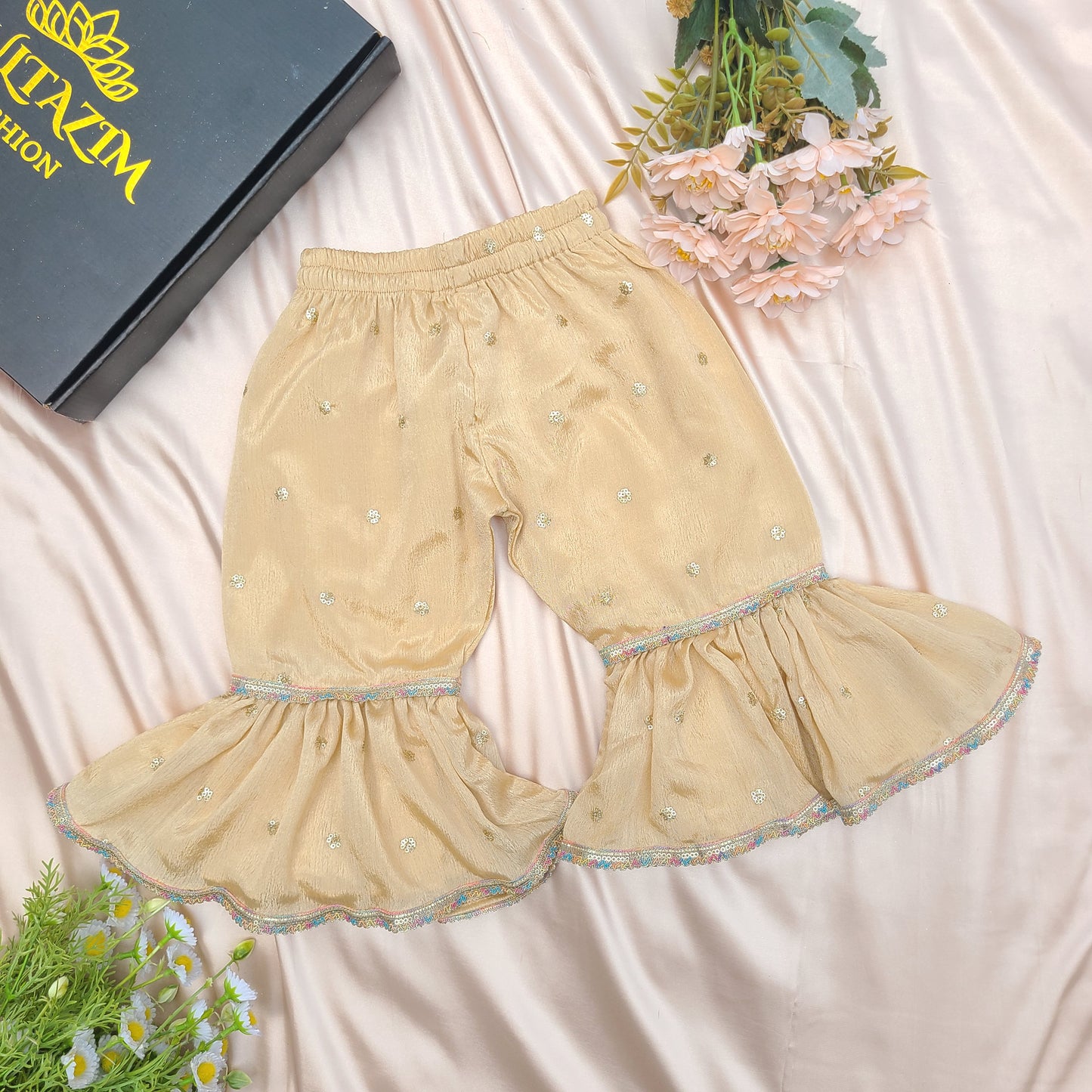 Royal Arabic Amber Golden Sands Sharara Suit with Matching Potli Bag Code-BG-1634