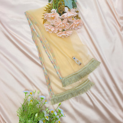 Royal Arabic Amber Golden Sands Sharara Suit with Matching Potli Bag Code-BG-1634