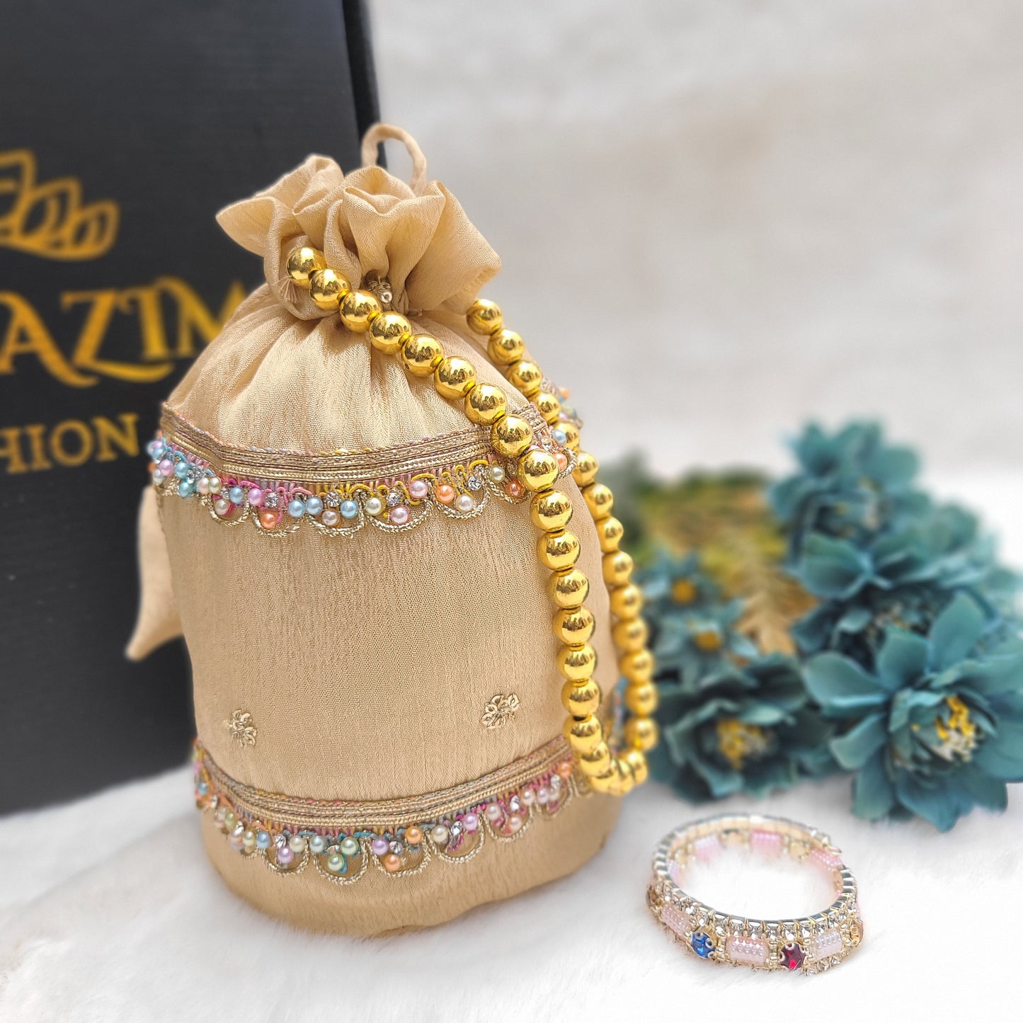 Royal Arabic Amber Golden Sands Sharara Suit with Matching Potli Bag Code-BG-1634