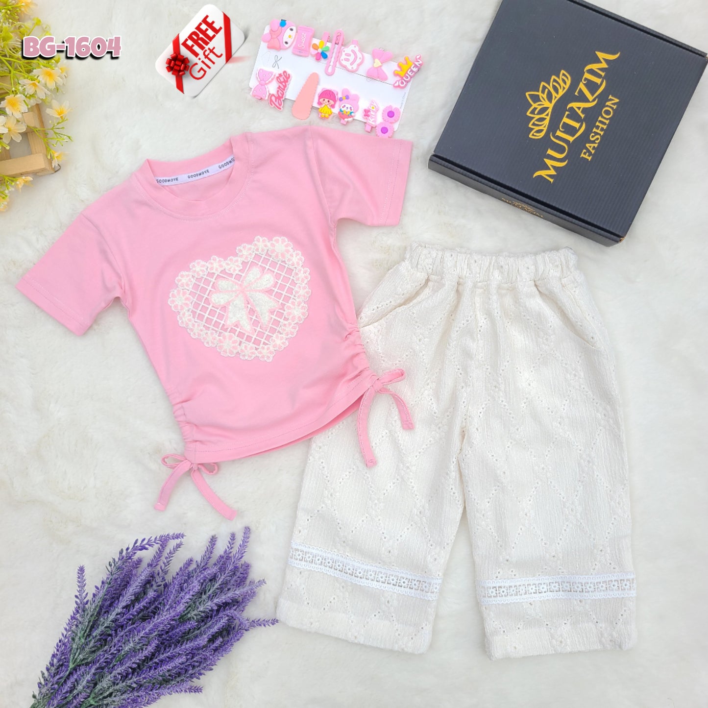 Pink Knot Diary Summer T-Shirt Tops & Pant Set Code-BG-1604
