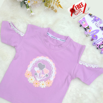 Balloon Heart Check Summer T-Shirt Tops & Pant Set Code-BG-1605
