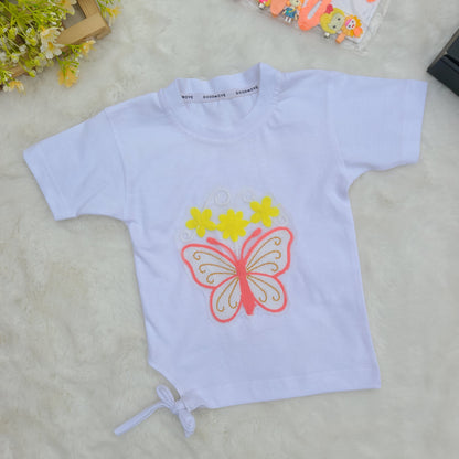 Sunshine Butterfly Check Summer T-Shirt Tops & Pant Set Code-BG-1606