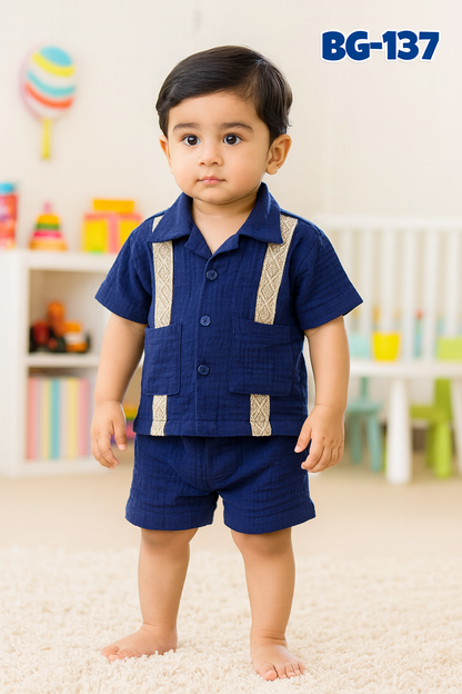 Boys Summer Shirt & Half Pant Set-BS-134