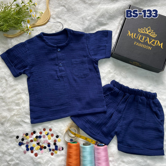Boys Summer Katua Shirt & Half Pant Set-BS-131
