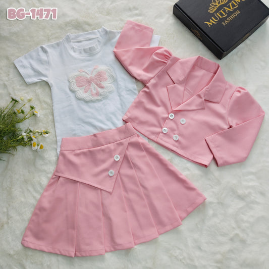 Baby girls Full-Sleeves Tops T-Shirt and Skirt Set-BG-1471