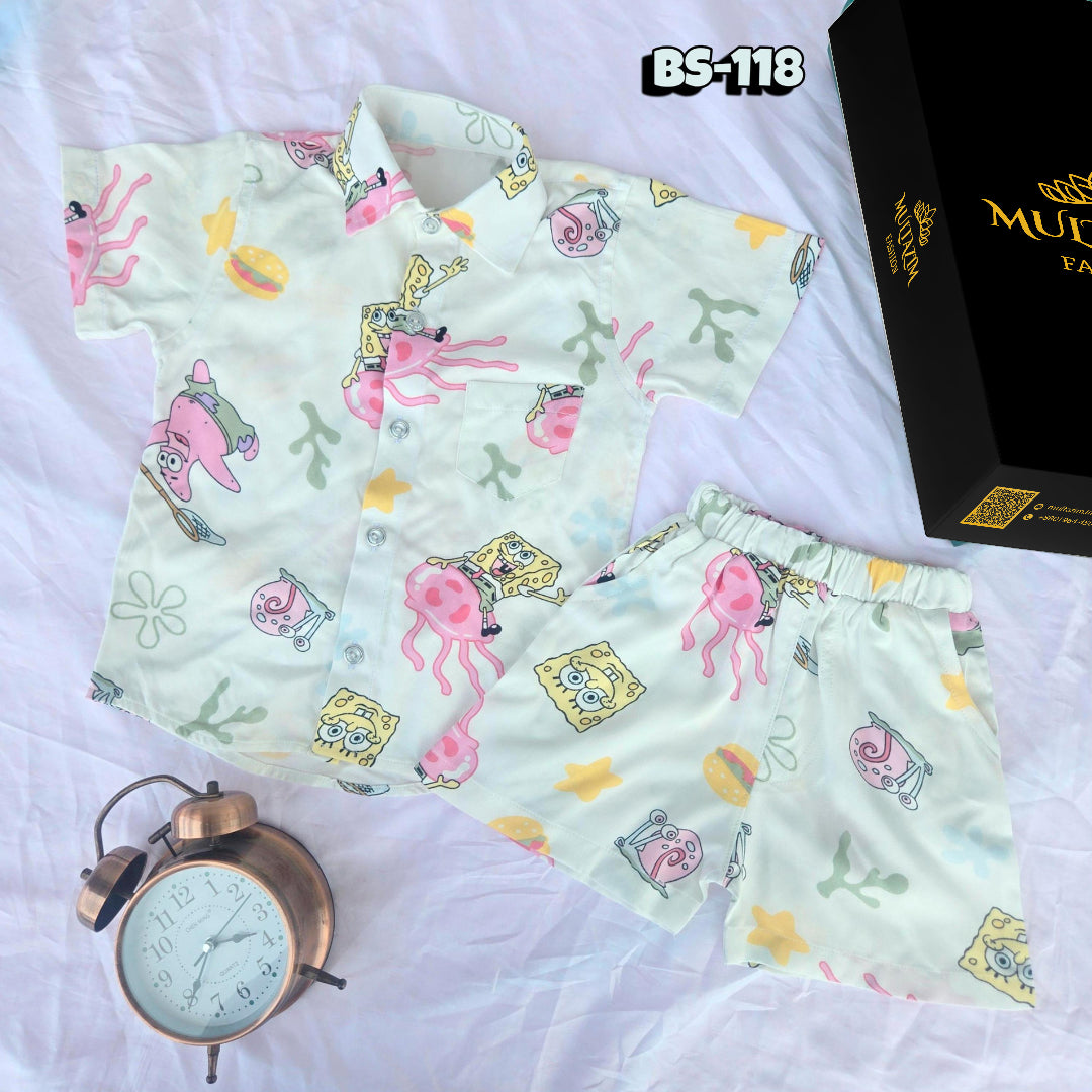 Boys Summer Shirt & Half Pant Set-BS-118