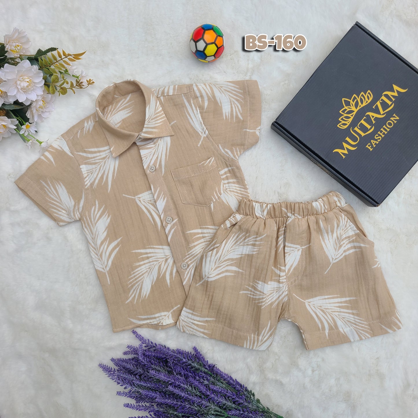 Feather & Sand Half Shirt and Pants Set Code-BS-160