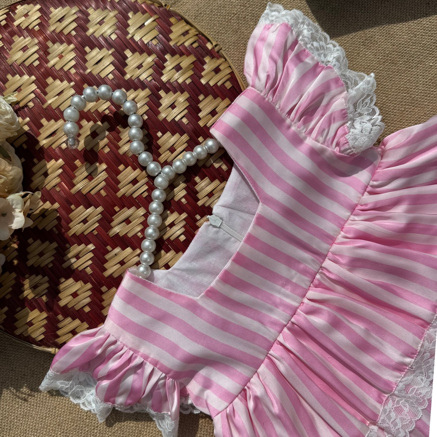 Pink Stripe Lace Co-ord Set BG-1669