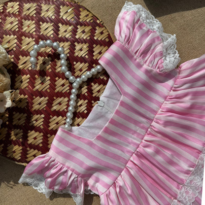 Pink Stripe Lace Co-ord Set BG-1669