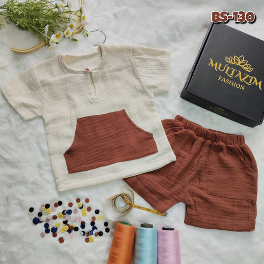 Boys Summer Katua Shirt & Half Pant Set-BS-130