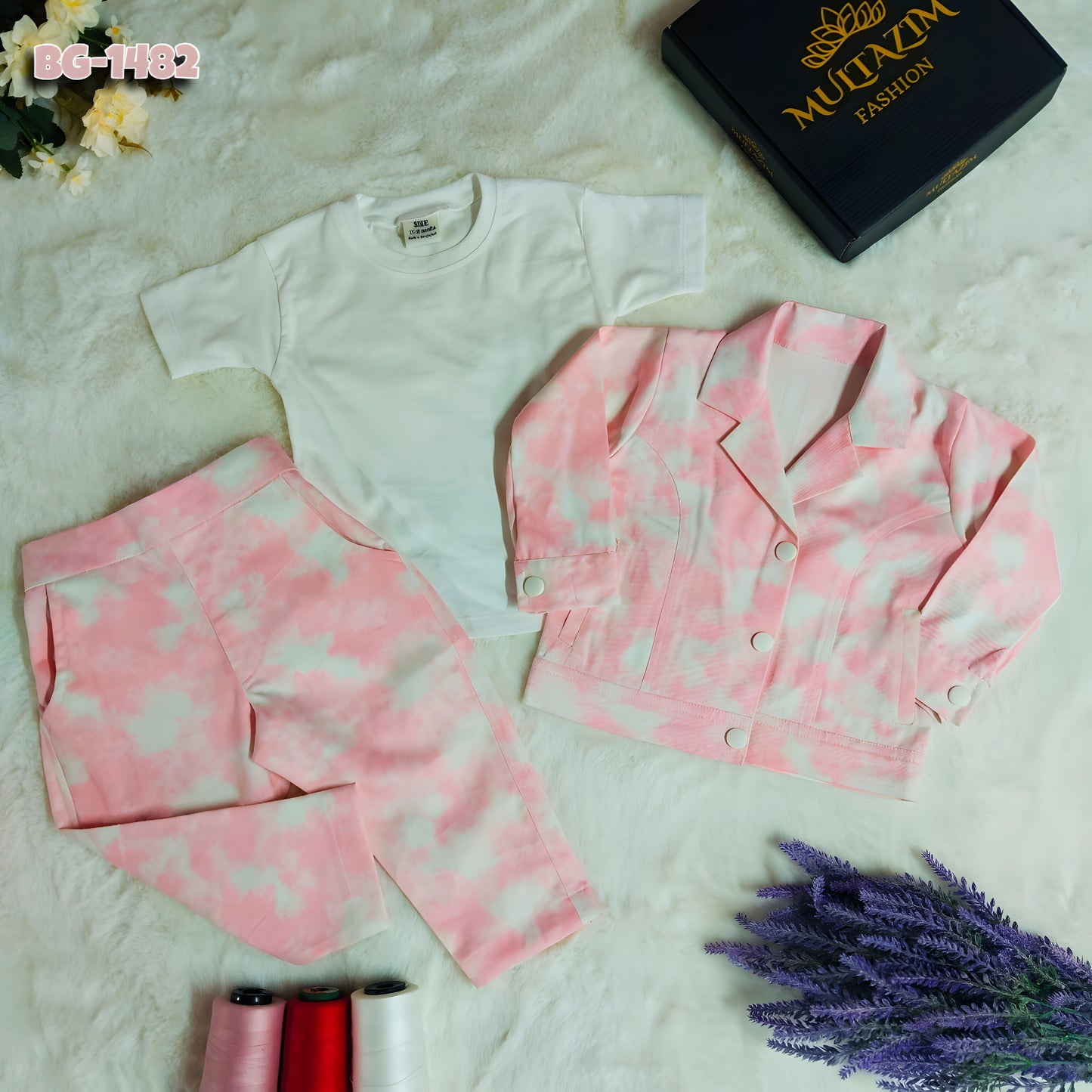 Baby Spring Gingham Jacket Set-Code-1482