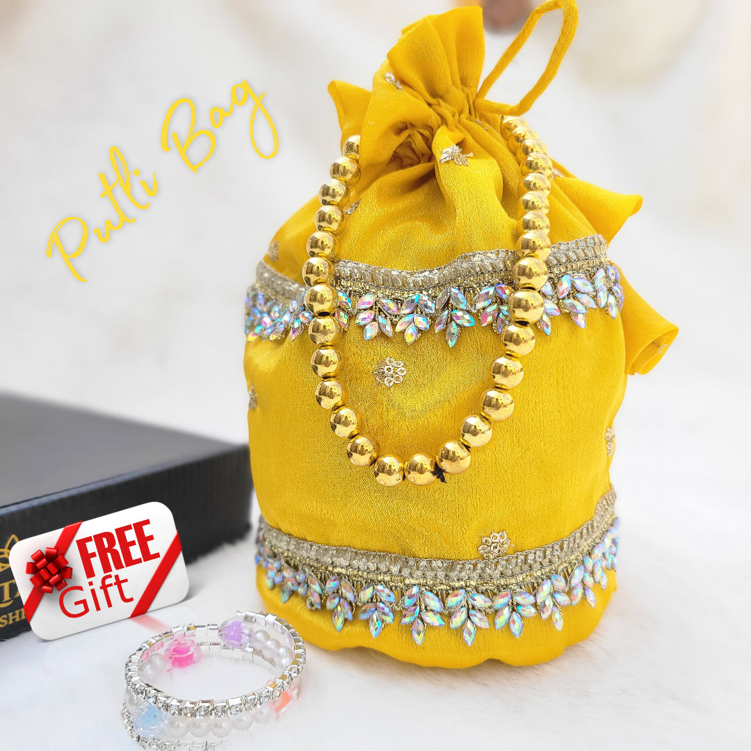 Basanti Pari – Fagun Special Dress with Matching Potli Bag Code-BG-1533