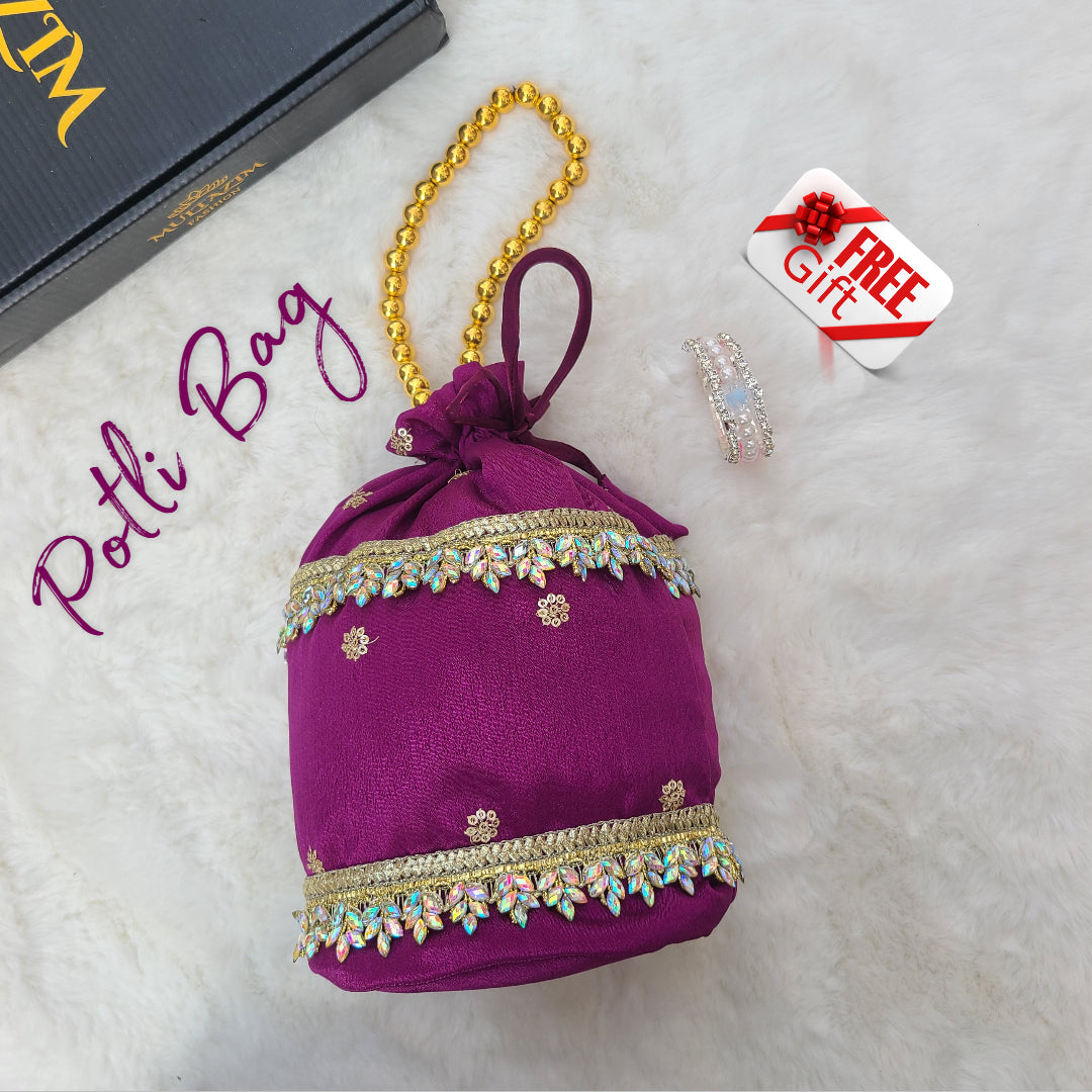 Jamun Bahar Sharara Set with Matching Potli Bag Code-BG-1539