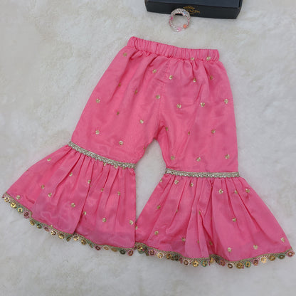 Meher-e-Gulabi Gharara Set with Matching Potli Bag Code-BG-1532