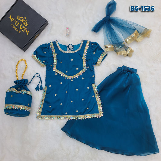 Little Begam Jaan Sharara Set with Matching Potli Bag Code-BG-1536