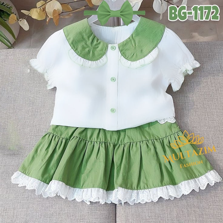 Baby girls Summer Tops & Sort Skirt Set BG-1184