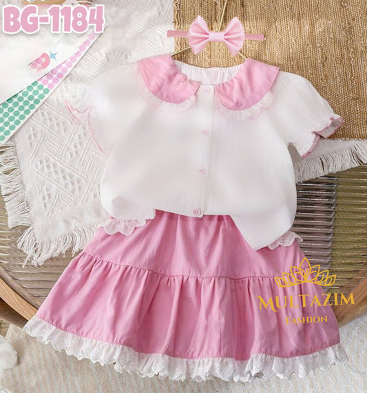 Baby girls Summer Tops & Sort Skirt Set BG-1184